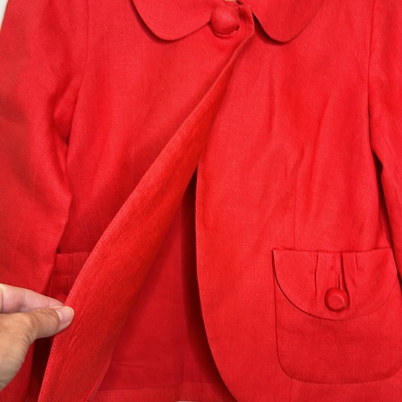 J.Crew | Red Linen Tulip Blazer Jacket; Size 0 - Picture 10 of 13